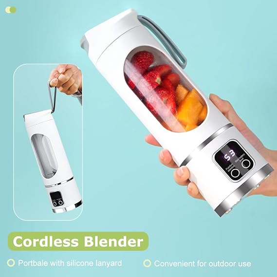 Portable Smoothie Blender, 450ML Cordless Juicer Blender For Shakes and Smoothies,12 Blades, USB-C Rechargeable, BPA Free, Leakproof Flip and sip, Travel Blender