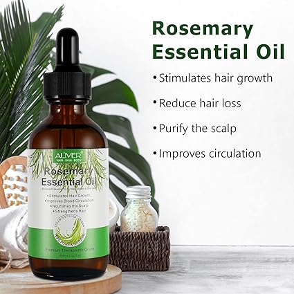 Rosemary Oil for Hair Growth 2 Fl Oz, Pure Organic Rosemary Essential Oils Serum for Dry Damaged Hair and Growth, Hair Loss Scalp Treatment
