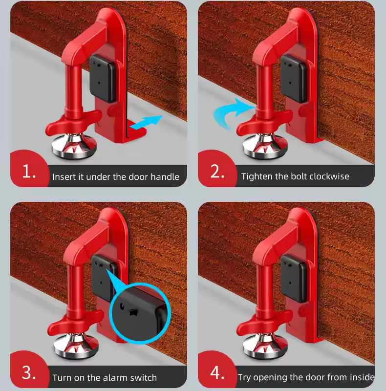 Portable Home/Hotel/AirBnb Security - Anti Theft Door Stop Alarm