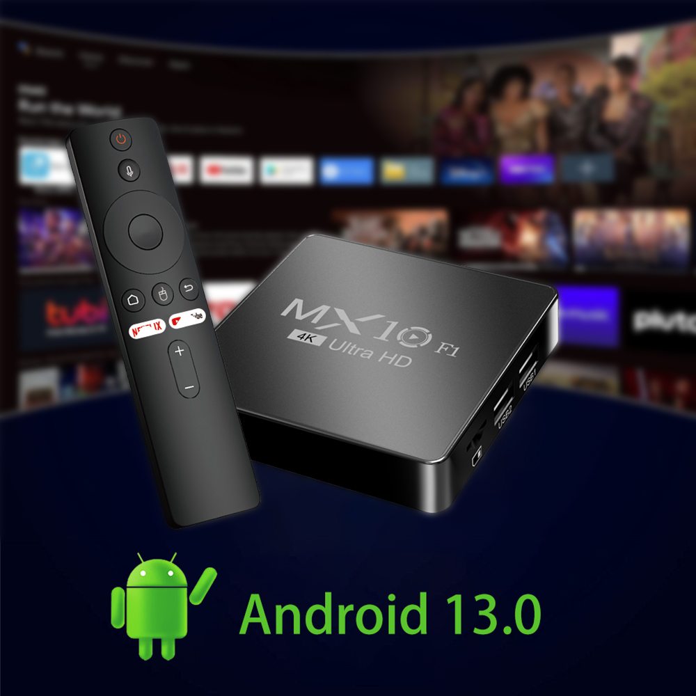 Android Smart TV Box Decoder MX10 F1 4k60 HDMI 5G Setup Box UHD New Android 13.0 16GB
