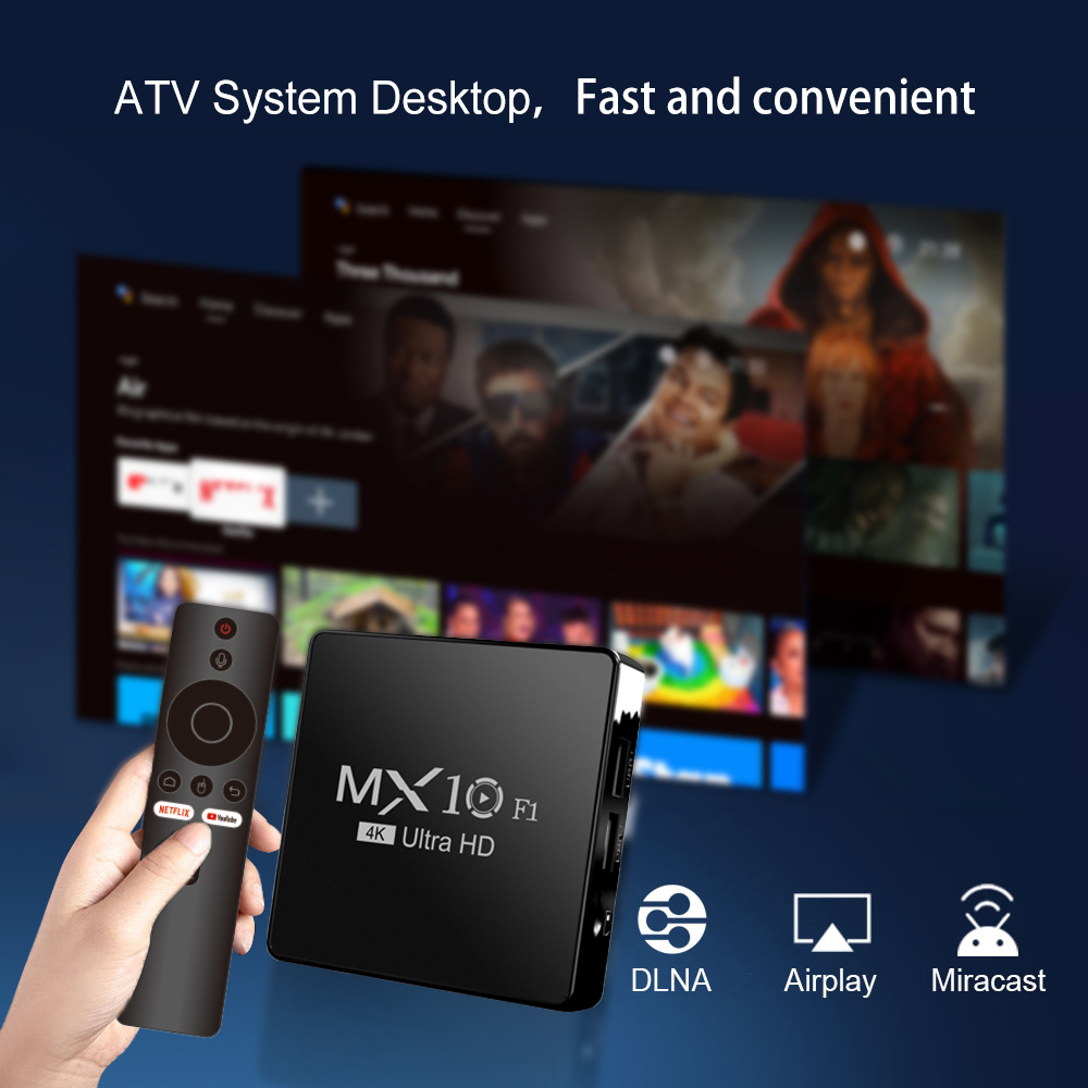 Android Smart TV Box Decoder MX10 F1 4k60 HDMI 5G Setup Box UHD New Android 13.0 16GB