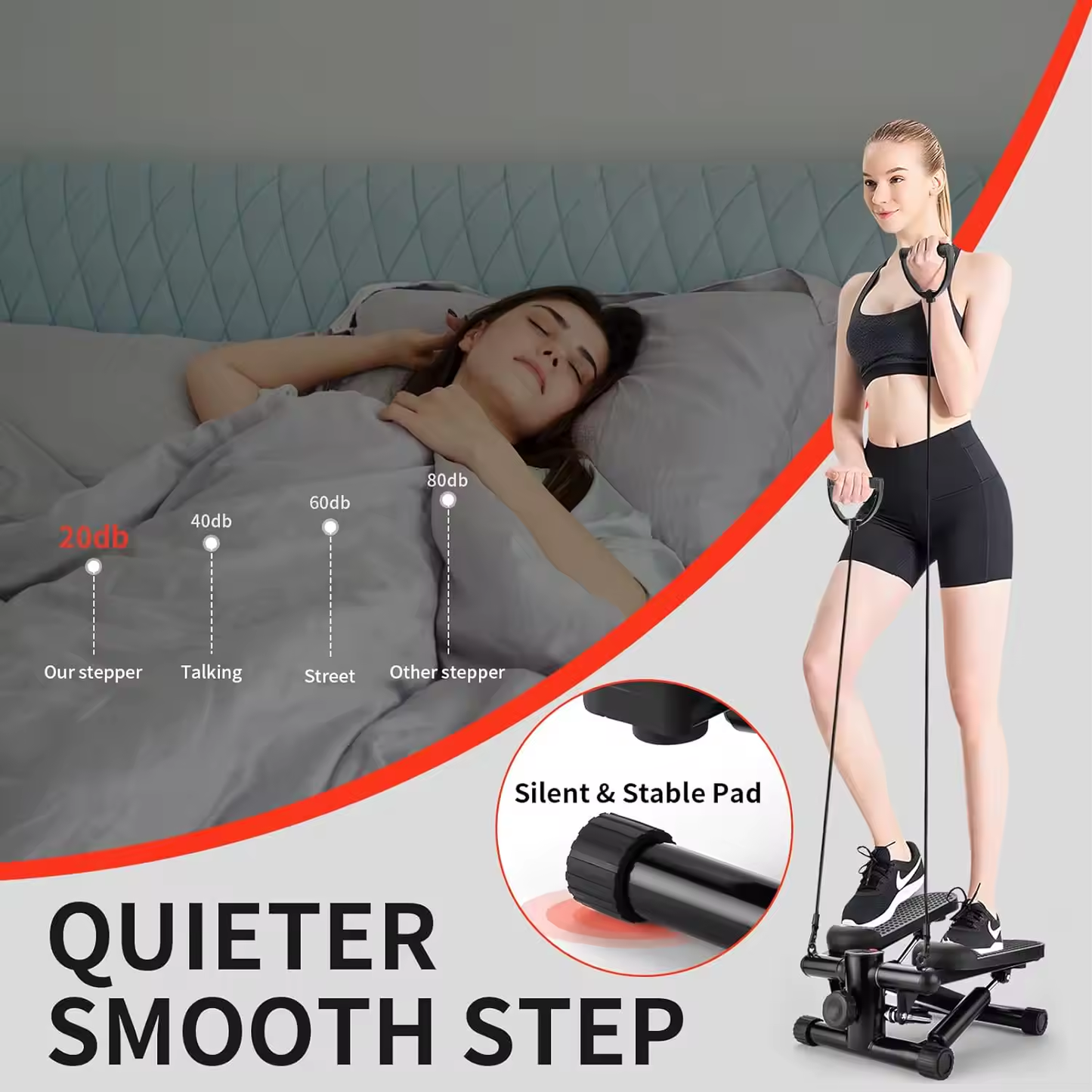 Home Fitness Mini Stepper with Resistance Bands