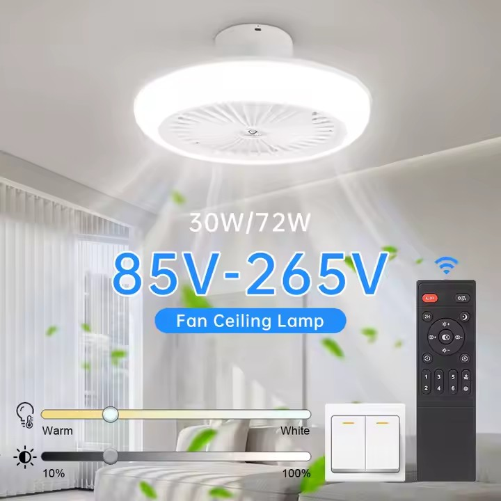 LED Ceiling Fan with Lighting Lamp Adjustable Brightness, Color Temperature, Wind Speed for Bedroom and Living Home